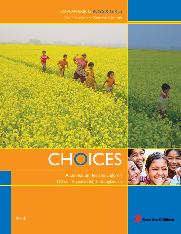 CHOICES: A curriculum for the children (10 to 14 years old) in Bangladesh